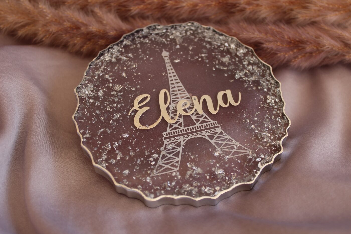 Untersetzer „Elena“ — personalisiertes Unikat aus Epoxidharz