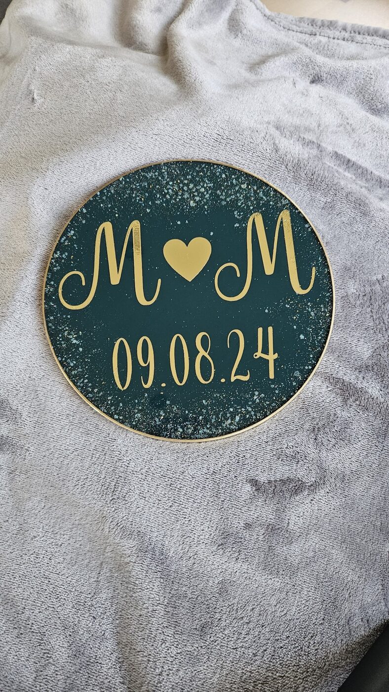 Hochzeitsandenken M ♥ M — personalisiertes Unikat aus Epoxidharz